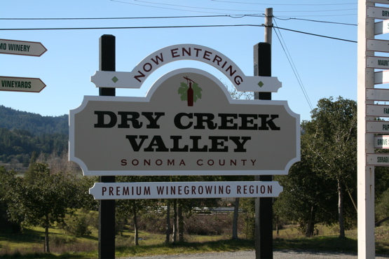 Dry Creek Valley Entrance in MDO plywood...this sign is world famous and is a perfect design for this premium wine growing region...we designed it!